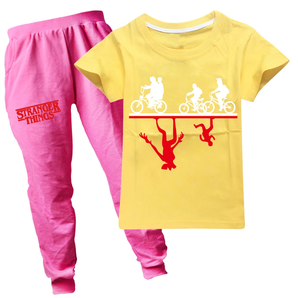 Комплект одежды для мальчиков и девочек из футболки с короткими рукавами брюк |