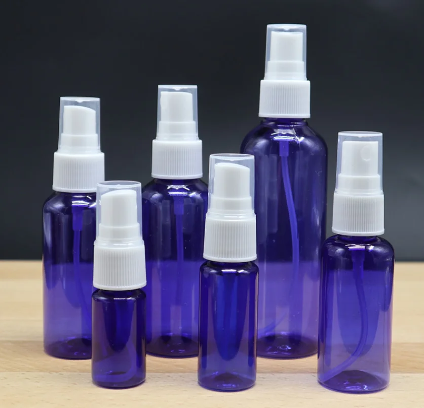 100 шт./лот синие многоразовые флаконы дорожный пластиковый распылитель для духов