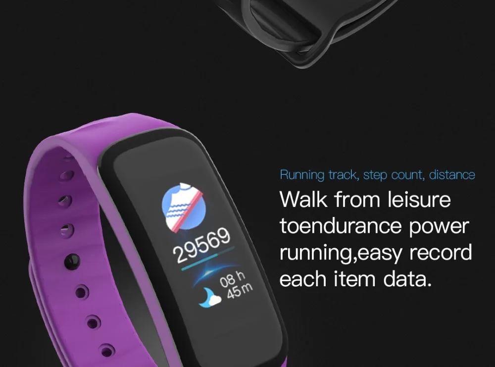 Longet цветной экран C1Plus умный Браслет кровяное давление браслет HeartRate монитор FitnessTracker браслет для мужчин и женщин