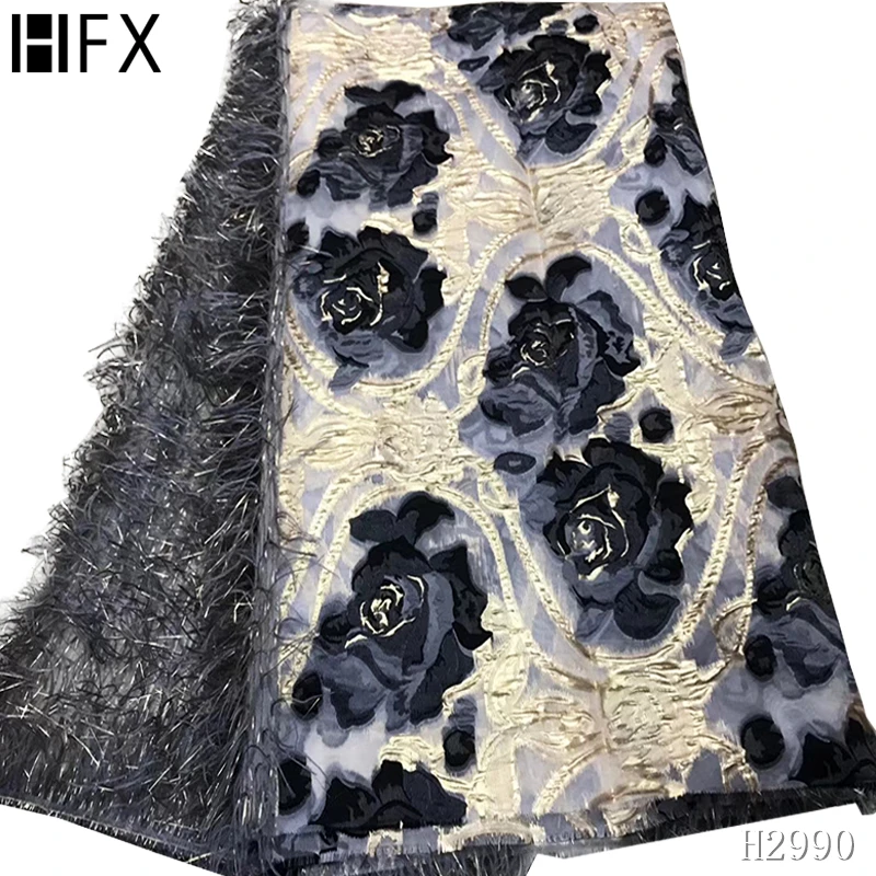 Кружевная парчовая парча в африканском стиле с 3D цветами золотого цвета