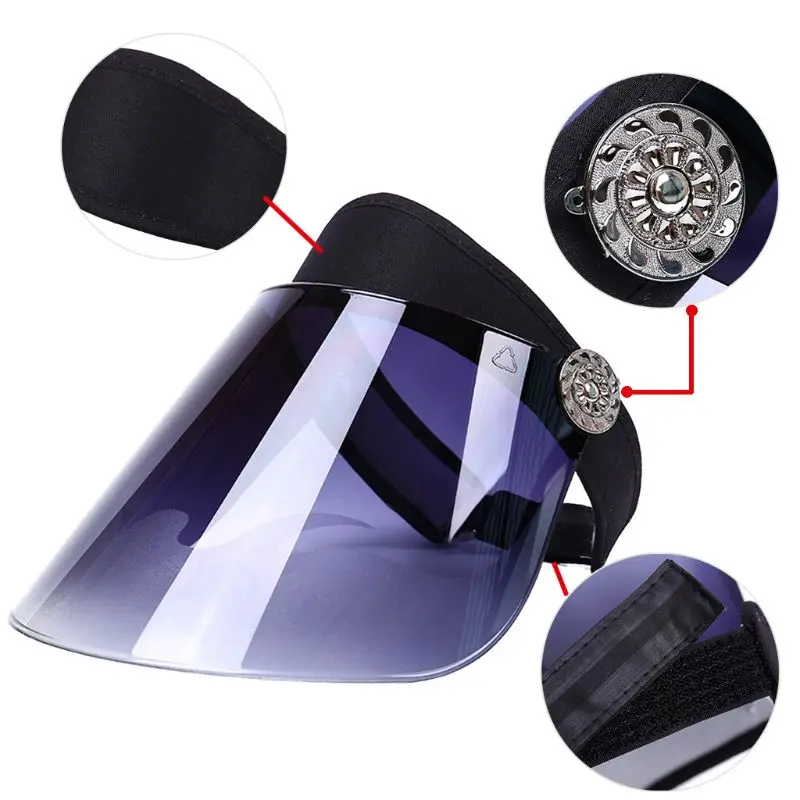 

Women Anti-uv lens Hat Female Plastic Wide Brim Sun Hat Casual Summer Free Rotating Empty Top Plastic Visor Cap
