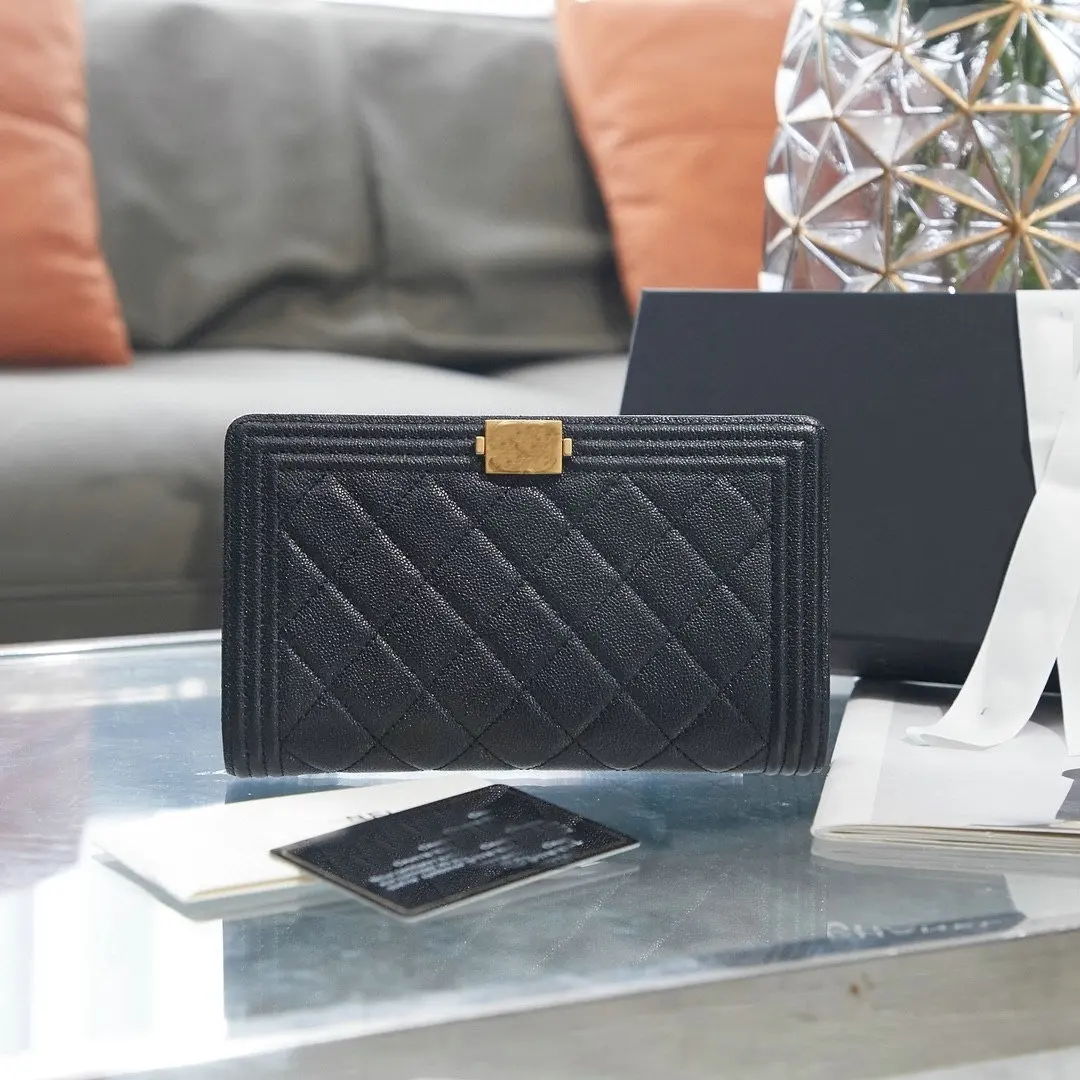 

Mirror quality Le Luxury boy Women Wallet Designer Famous Brand Lambskin Leather Wallet Caviar Long Wallet With Package