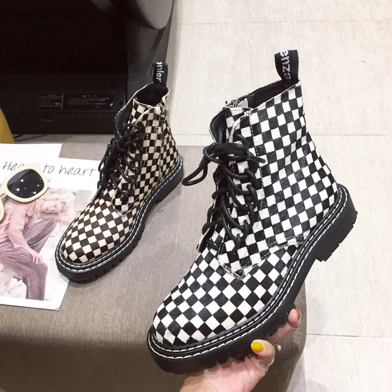 Женские ботинки модные из натуральной кожи женские дизайнерские на шнуровке с