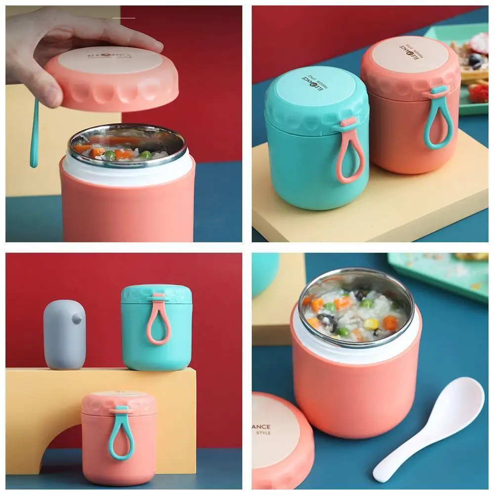 430ml Thermal Lunch Box Food Container with Spoon supplies Insulated Steel School Soup Vaccum Box Lunch Cup Cup l R5B8