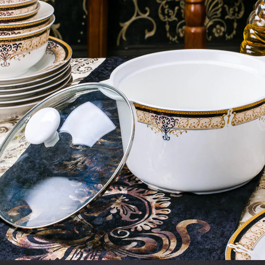 Набор керамических тарелок Jingdezhen с 60 головками посуда миска для риса тарелка