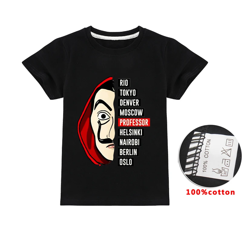 2020 Summer La Casa De Papel Tshirt Money Heist Tees TV Girl Short Sleeve T Shirt House of Paper Funny Children Clothes Clothing | Детская
