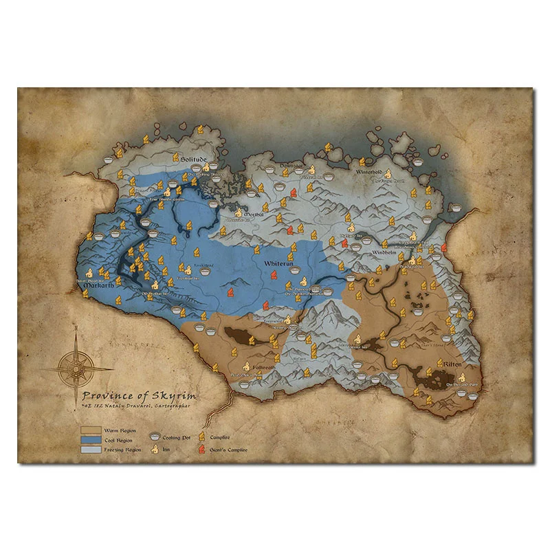 

Canvas Art Poster Ancient Old Era Sense of The Area Map of The Enclave European Style Living Room and Bedroom Wall Decoration