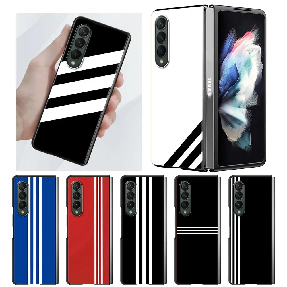 

Sports Brand Stripes for Samsung Galaxy Z Fold3 Case Flip Shockproof Hard Plastic Back Cover For Samsung Z Fold 3 5G Phone Case