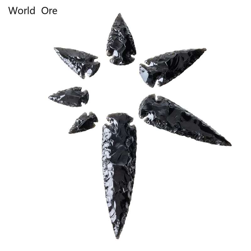 

Natural Stone Mineral Obsidian Arrow Home Ornaments Cure Crystal Witchcraft Worship