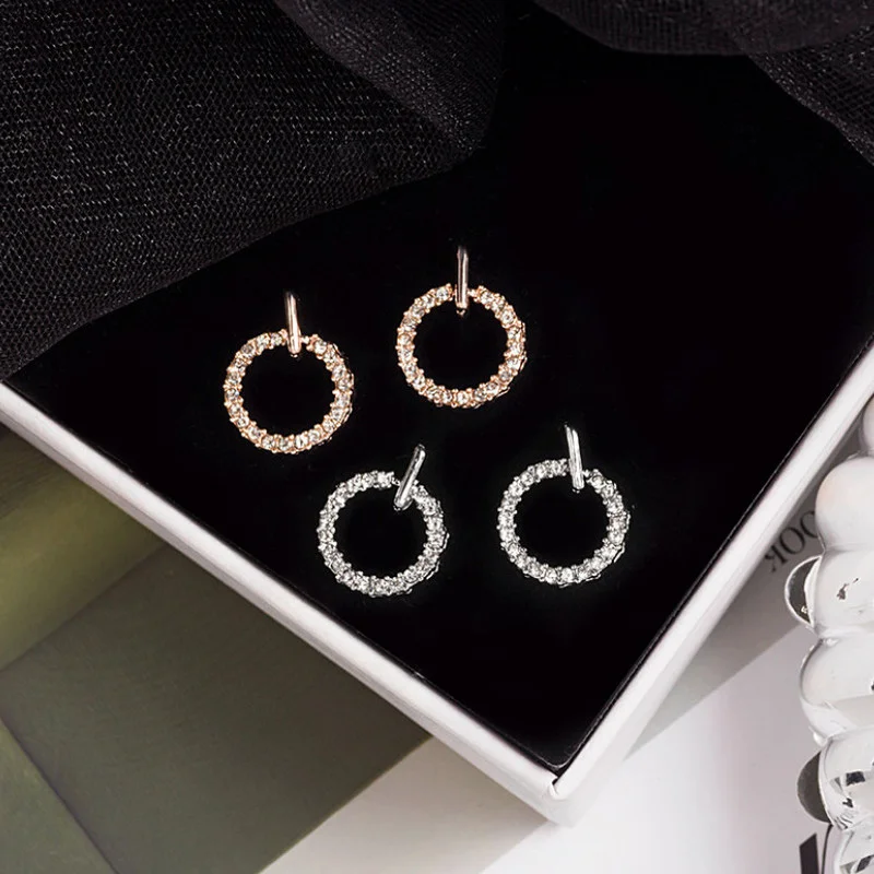 

Women Diamond Circle Earrings Birthday Present Party Jewelry