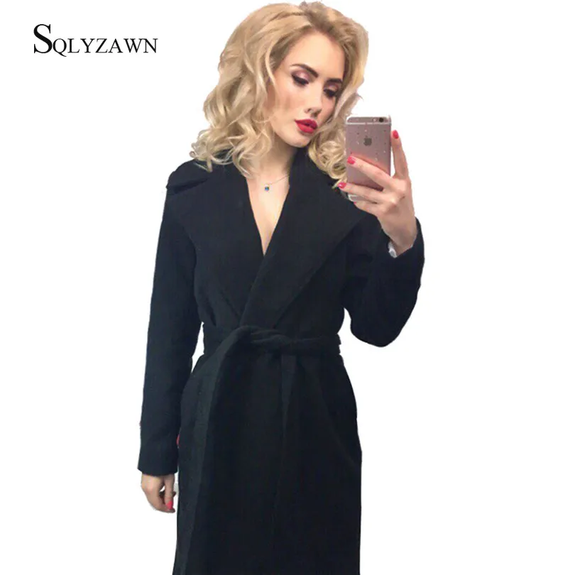 Элегантное длинное женское пальто 2019 осенне-зимние теплые куртки с отложным