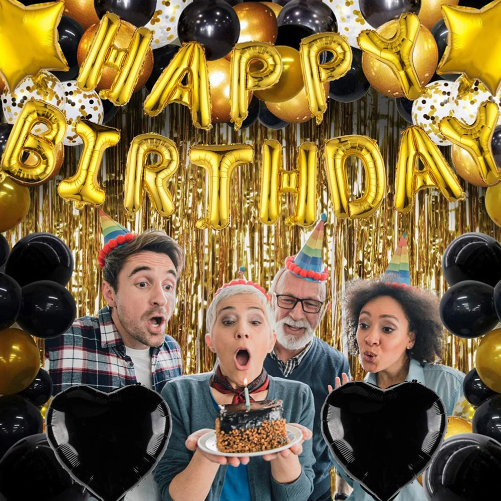 

Lot Black Gold Metallic Balloon Arch Kit Wedding Birthday Party Macaron Latex Confetti Balloons Garland Decor kit