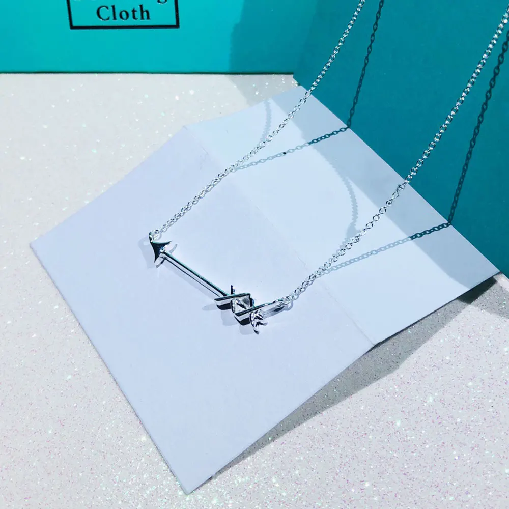 

AYBS Real 925 Necklaces High Quality TIFN Original1:1" Arrow Shape Pendant Logo" Necklaces Women