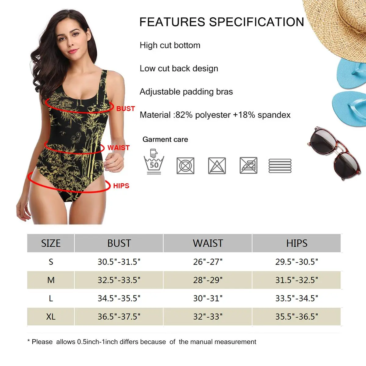 

Women one piece Swimsuit Japanese Gold Bamboo Bird Crane Tree Beachwear Swimwear Monokini Bathing Suit Bikini Monokini
