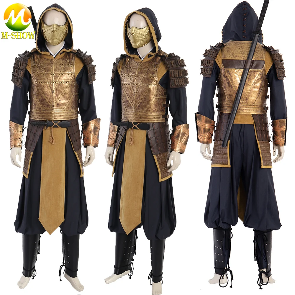 

Movie Mortal Kombat Scorpion Cosplay Costume Ninja Armor Suit Hanzo Hasashi Outfit for Adult Men Luxious Uniforms for Halloween