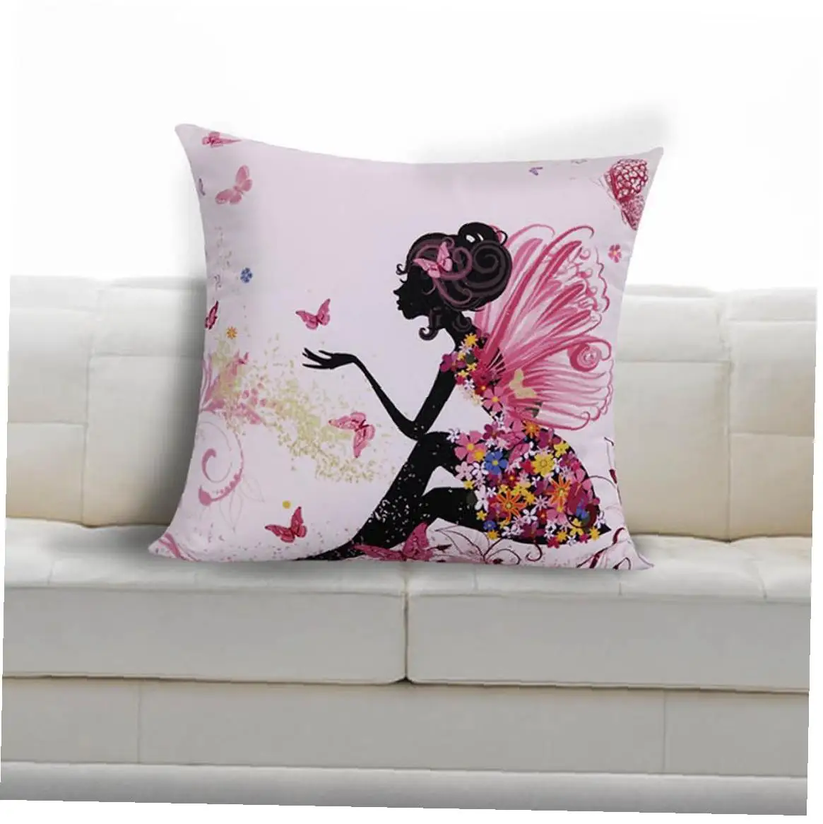 Retro Throw Pillow Covers Elf Girl Pattern Pillowcases Square Cushion Decorative with Hidden Zipper for Home Sofa | Дом и сад