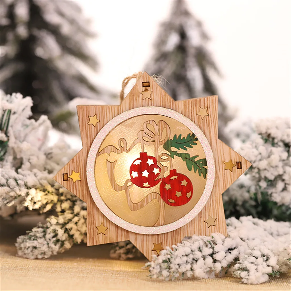 Новогоднее; рождественское DIY светящаяся кабина инновационные Рождественский снег дом с светильник цветной деревянный домик украшения из дерева