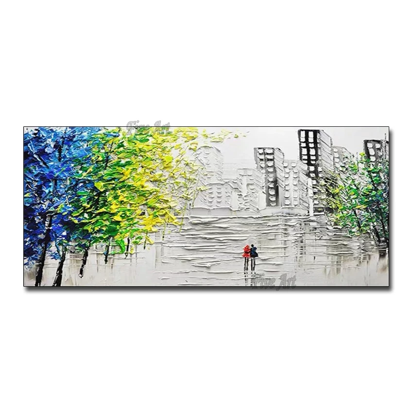 

Unframed Art Urban Architecture Knife Oil Painting Foil New Arrival Canvas Painting Wall For Bedroom Home Decor Artwork