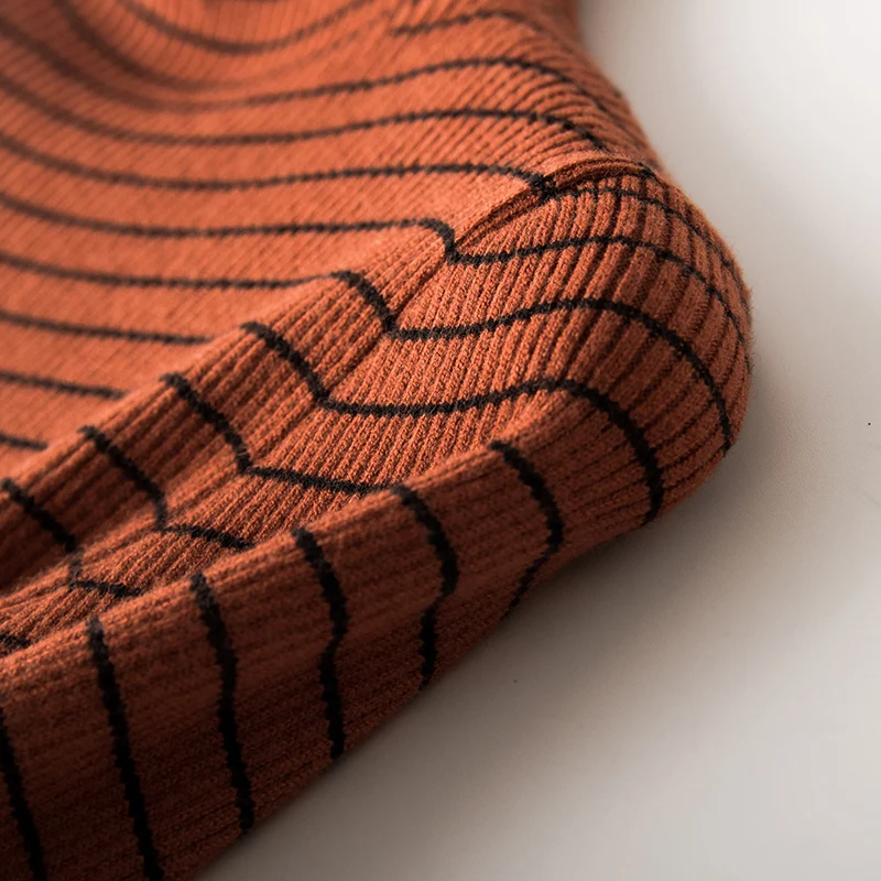 Новинка полосатый Женский кашемировый свитер с высоким воротником облегающий