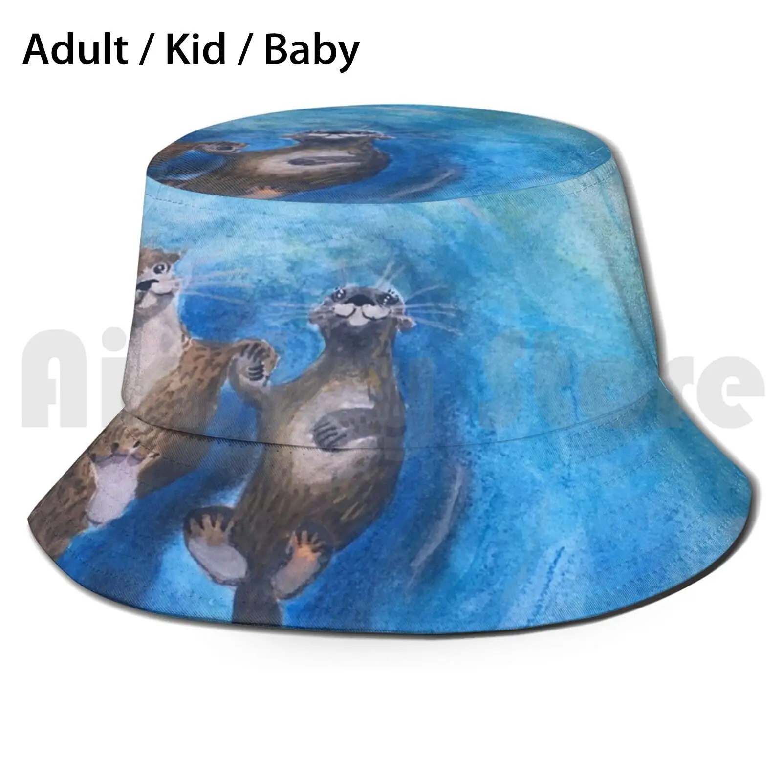 

Are You Awake  Sun Hat Foldable UV Protection Otter River Otter Otters Otters Holding Hands Animal Water Color Water