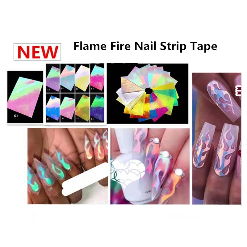 Наклейки для ногтей Hot Fire, 16 шт./компл., полоса голографическая ленты, тонкие лазерные серебряные полоски