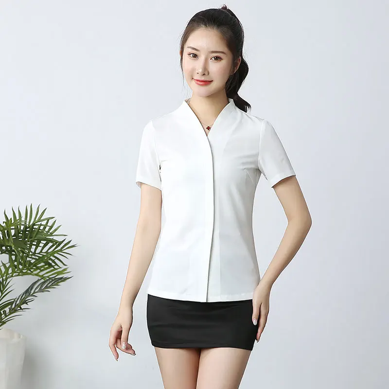 High quality women's beauty salon uniform Hotel Work Clothes Foot Bath Sauna Massage Uniform Stewardess Dress Set Wholesale |