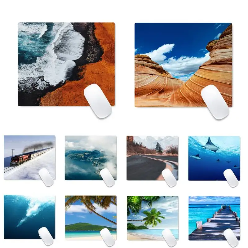 

Beach sea snow mountain scenery Computer Mousepad Desk Table Protect Game Office Work Mouse Mat pad Non-slip Laptop Cushion