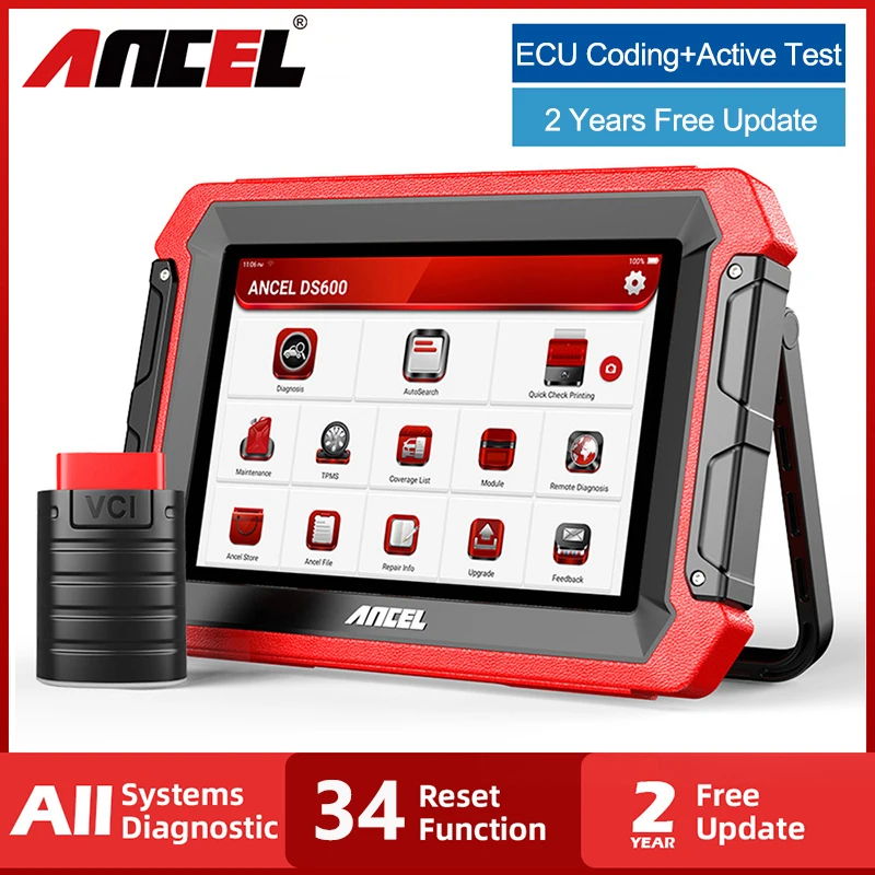 

ANCEL DS600 All System Scanner OBD2 Tools 34 Reset Oil DPF AFS IMMO SRS EPB ECU Coding Active Test Automotive Diagnostic Machine