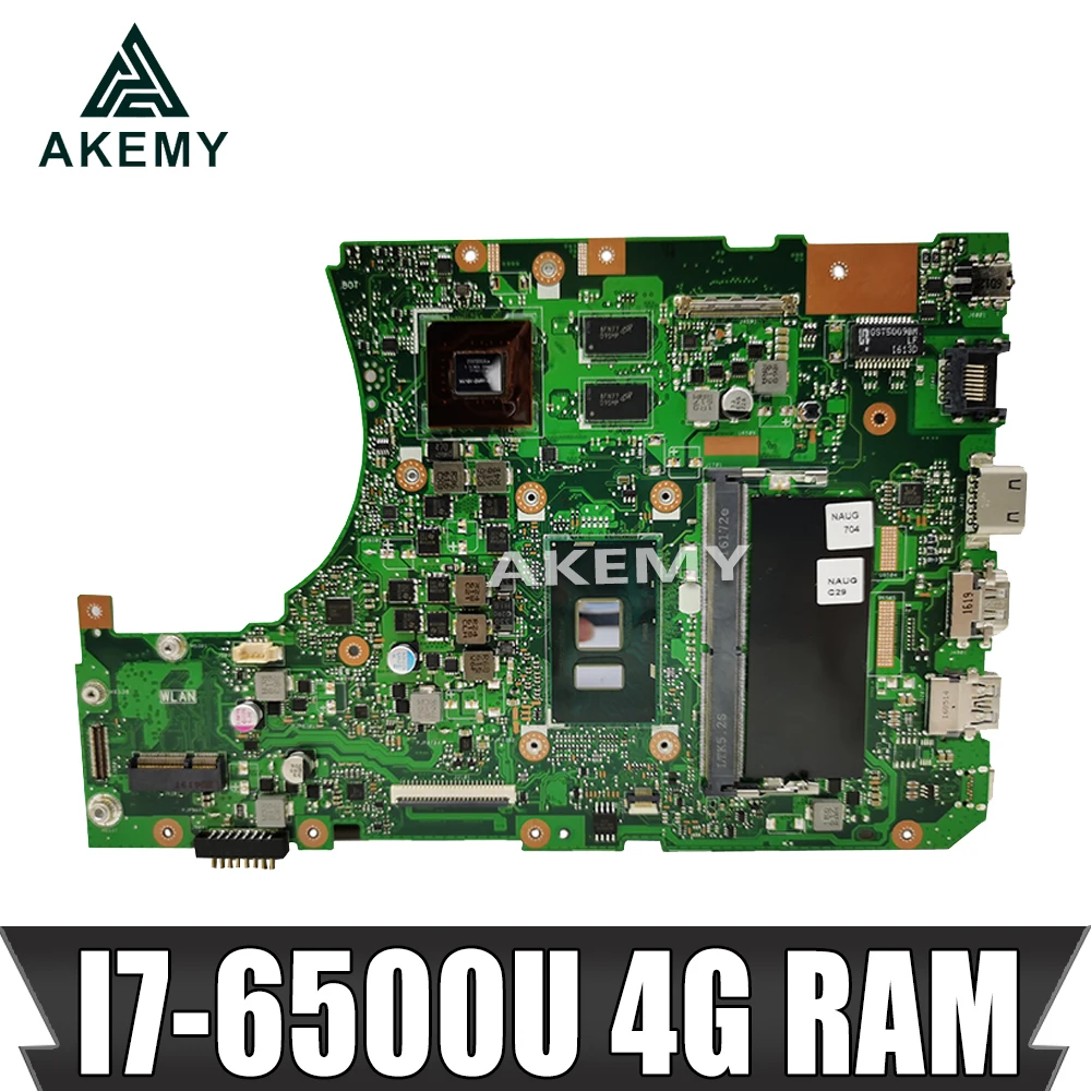 

Akemy X556UJ/X556UV материнская плата для ноутбука For Asus X556UJ X556UV X556UB X556UR X556UF оригинальная материнская плата 4g RAM i7-6500U
