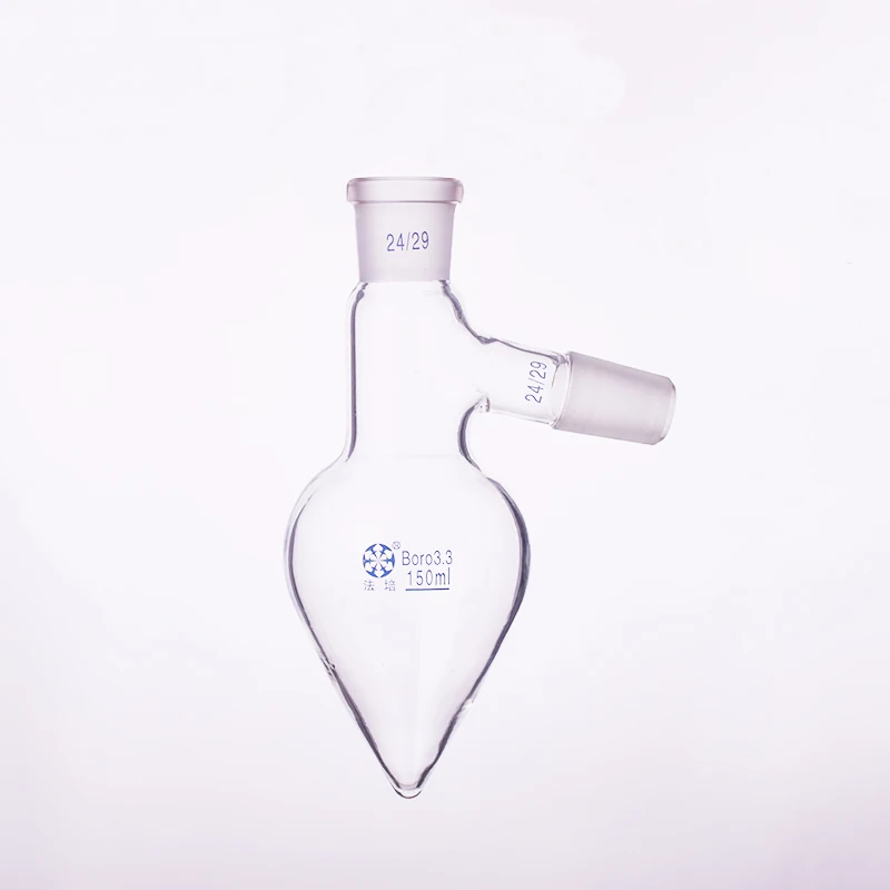 Pear shaped distillation flask,Capacity 150ml,Female 24/29,Male 24/29,Pear-shaped flask,Distilling flask pear shape