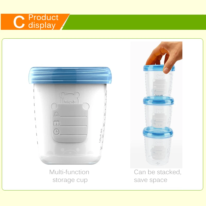 

1/4Pcs set 180ml Breast Milk Storage Bottle Wide Neck Infant Newborn Food Freezer Fresh Cup fresh milk storage cup BPA Free