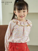 kc child girls blouse kids toddler shirt baby girls long sleeve top cotton liberty floral print ruffle collor sweet style