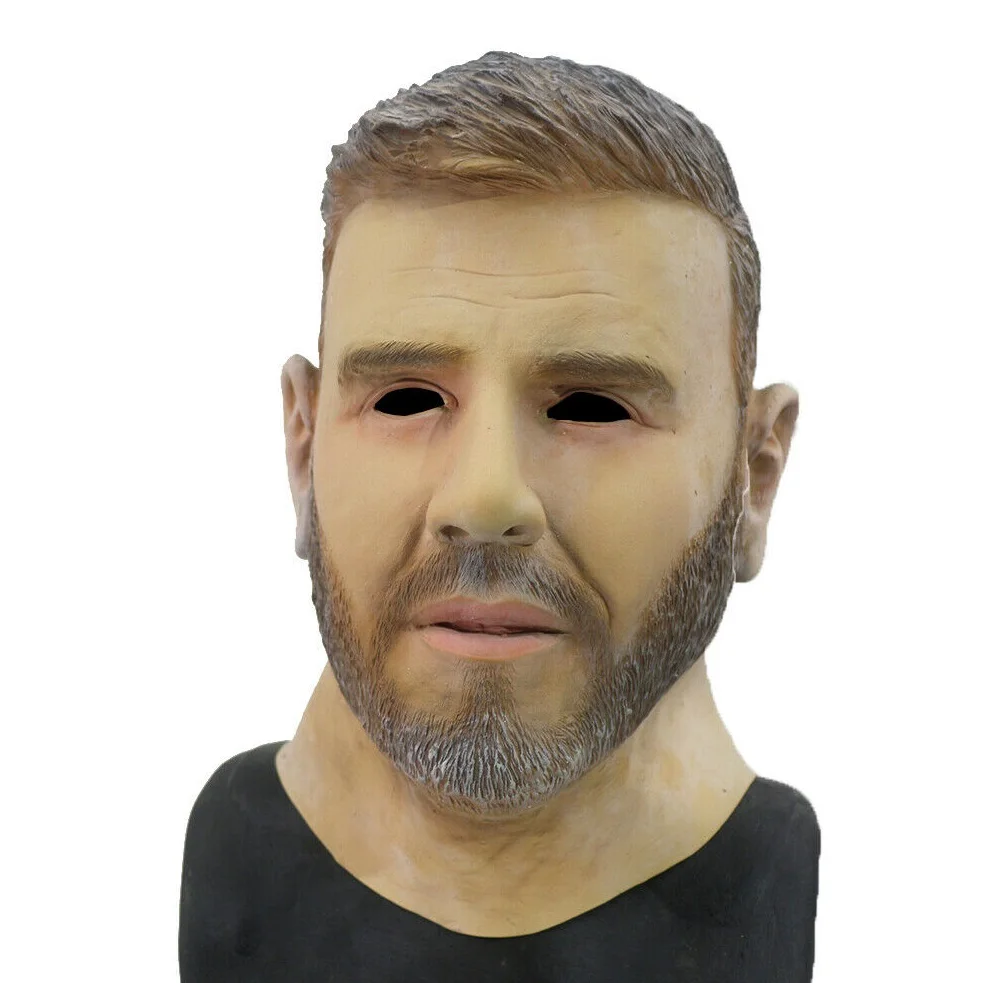 

Famous Star Costume Latex Young Man Head Mask Adult Size Fancy Dress