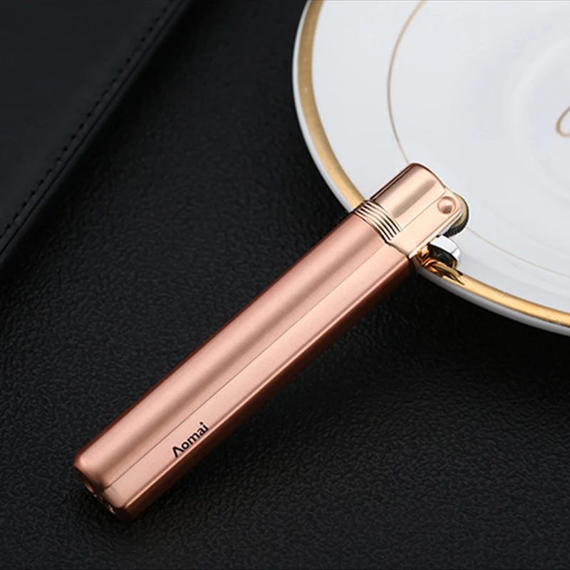 Компактная Портативная Бутановая Зажигалка металлическая газовая многоразовая