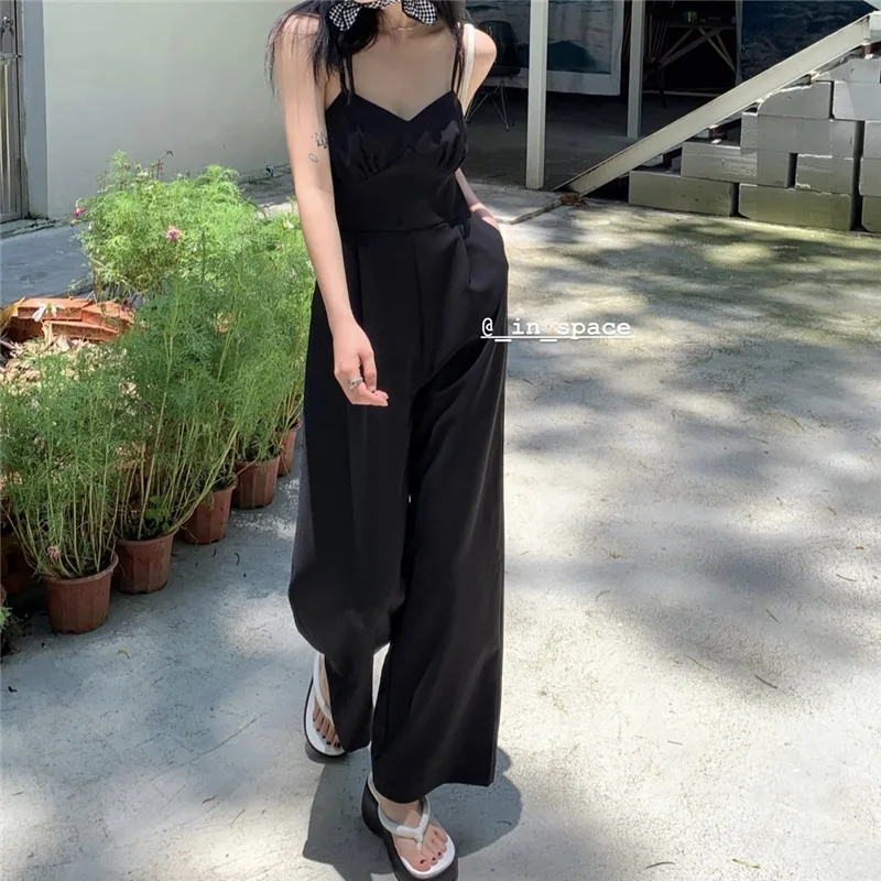 

Summer Rompers Women Sexy Sleeveless Straps Jumpsuit Black Elegant Party Long Pants One Piece Clothes Overalls