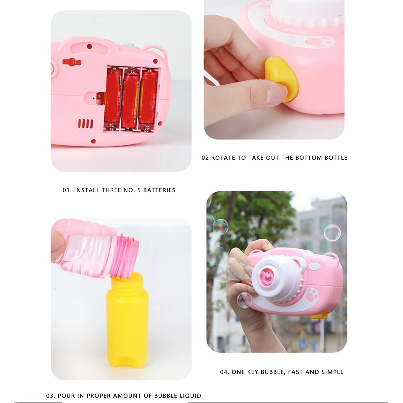 

Camera Bubble Blowing Toys For Kids Fully-Automatic Soap Bubble Machine Electric Music Light Summer Outdoor Children Toys