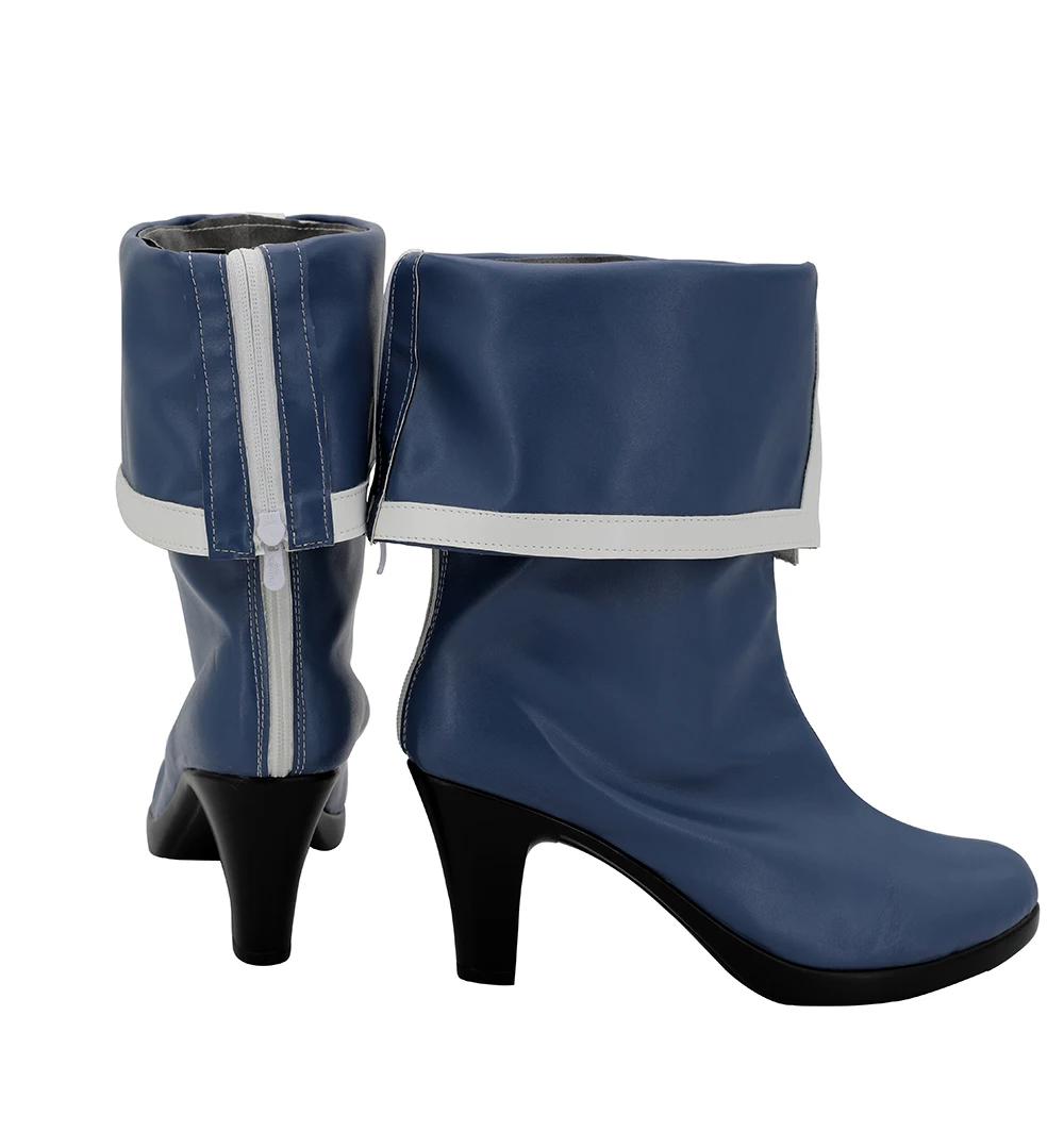 Anime Sword Art Online Asuna Yuuki Blue Cosplay Boots High Heel Shoes Custom Made PU Leather | Тематическая одежда и