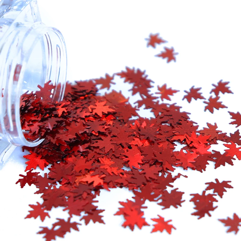 1 коробка Голографический лазерный блеск для ногтей осенние листья форма