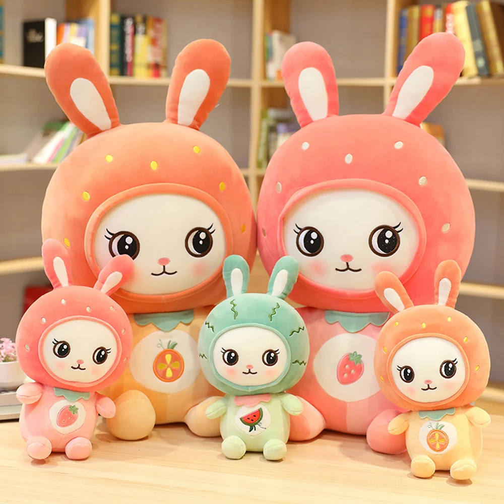 

Милый мультяшный плюшевый кролик в виде фруктов, плюшевые игрушки, Оранжевый Арбуз, клубника, куклы-зайчики, подарок на день рождения для де...