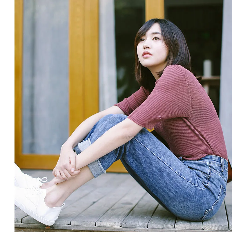 

Blue Jeans Woman High Waist Denim Ladies Jeans Trousers Plus Size Jeans Pants Vinatge Slim Korean 2020 Autumn