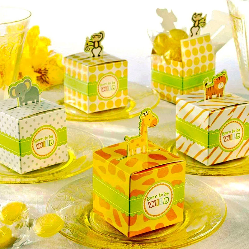 50 шт 4 типа DIY сафари животных Конфеты Подарочная коробка мальчик/девочка дети