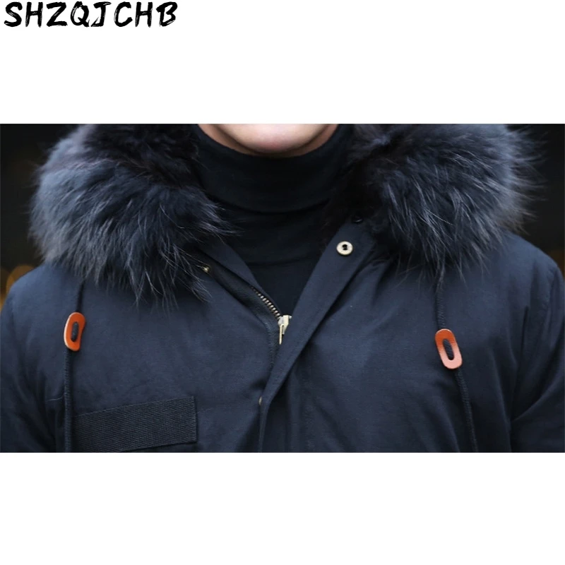 

JCHB 2021 Real Fur Coat Winter Jacket Men Real Raccoon Fur Parka Men Clothes Warm Long Coats Plus Size Parkas Veste MC17C185 Y