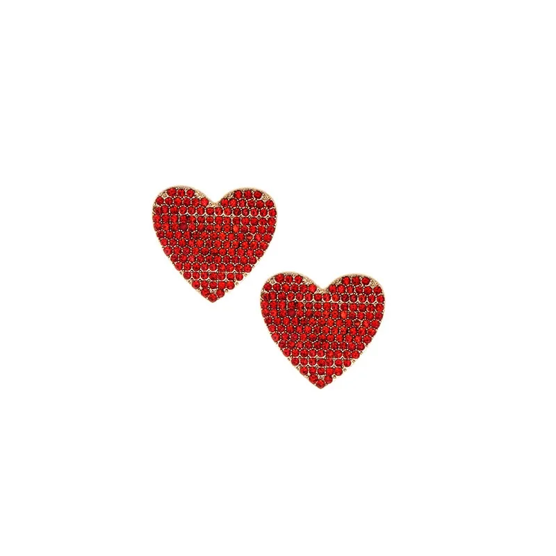 crystal heart red Роскошные свадебные хрустальные подвесное сердечко серьги ювелирные изделия серьги для женщин подарок любви богемные блестящие бахромой серьги с витым элементом Рождество - Окраска металла: crystal heart red