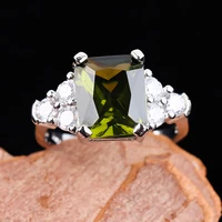 charming green square stone rings for women fashion jewelry couples wedding crystal cz finger party best gift dropshipping