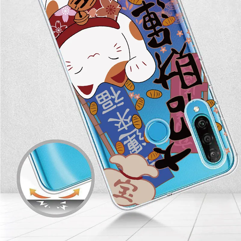 Koi Fish Cherry Blossom Lucky Cat для huawei Honor mate 10 20 Nova P20 P30 P40 P умный мягкий кристально тонкий