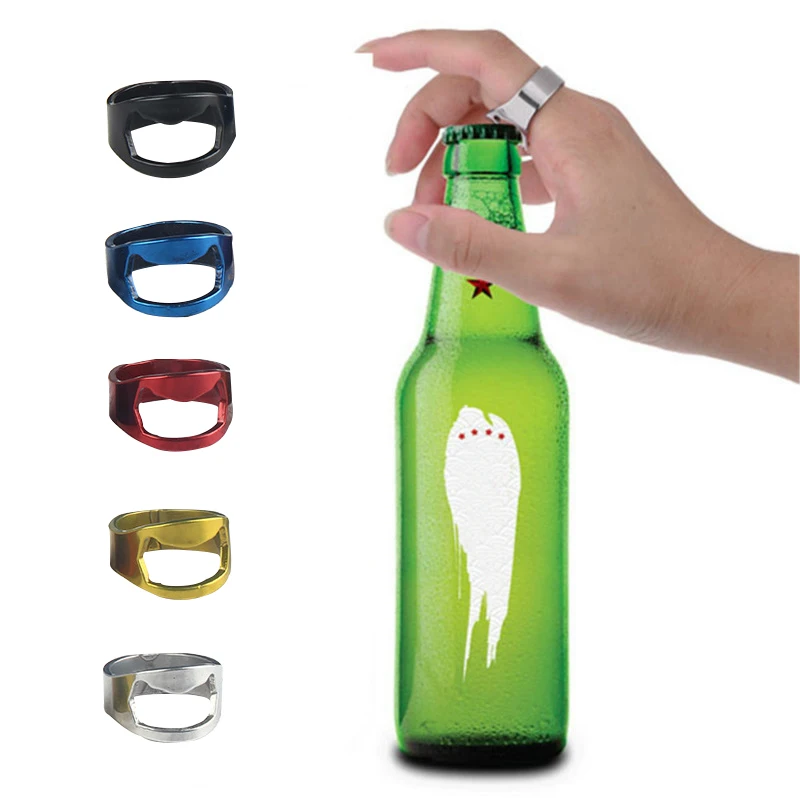 

22MM Portable Creative Stainless Steel Beer Openers Finger Ring-shape Bottle Beer Cap Opening Remover Kitchen Bar Tools