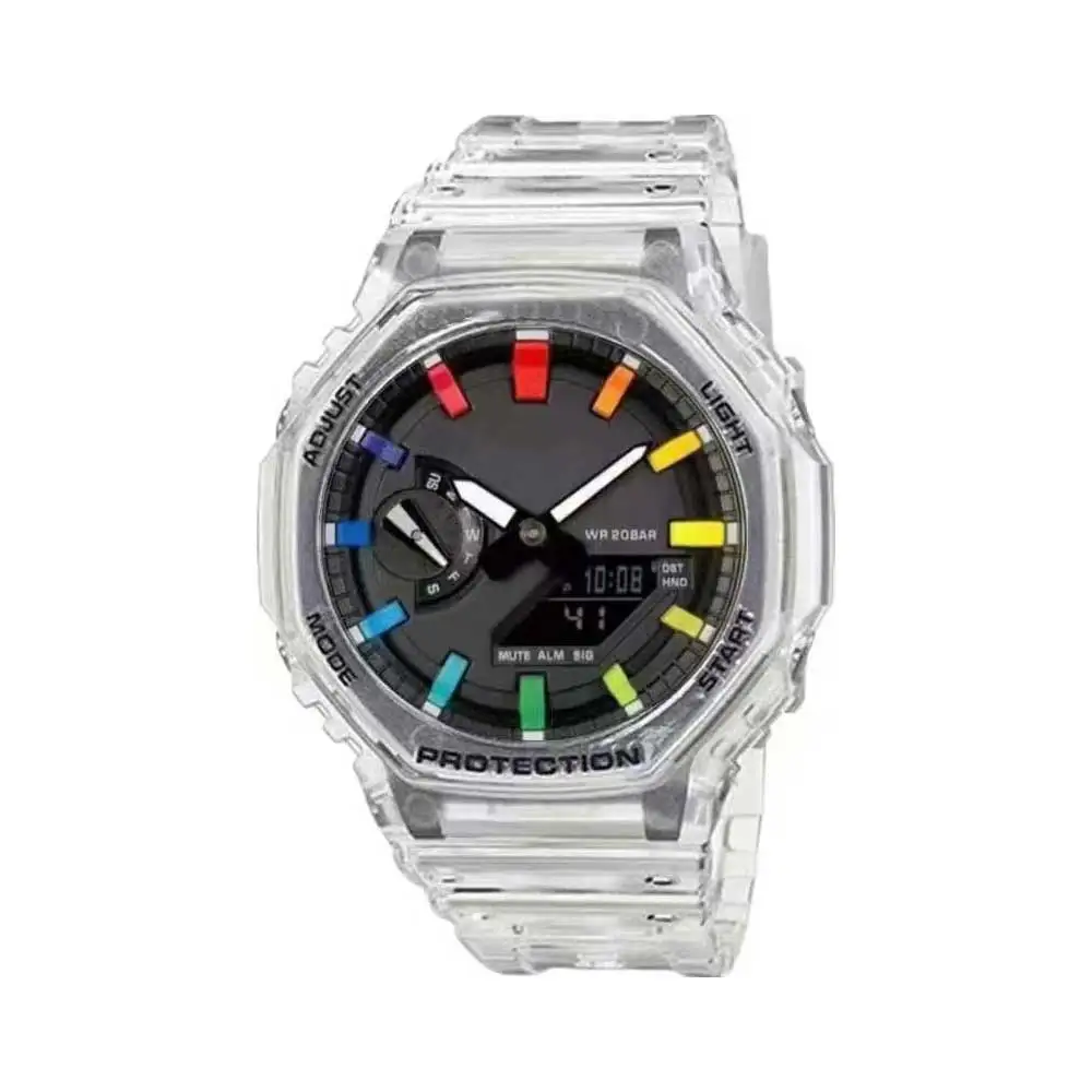 hot selling brand new 2100 led digital multifunction watch causal sport wristwatch dual display silicon strap for women men free global shipping