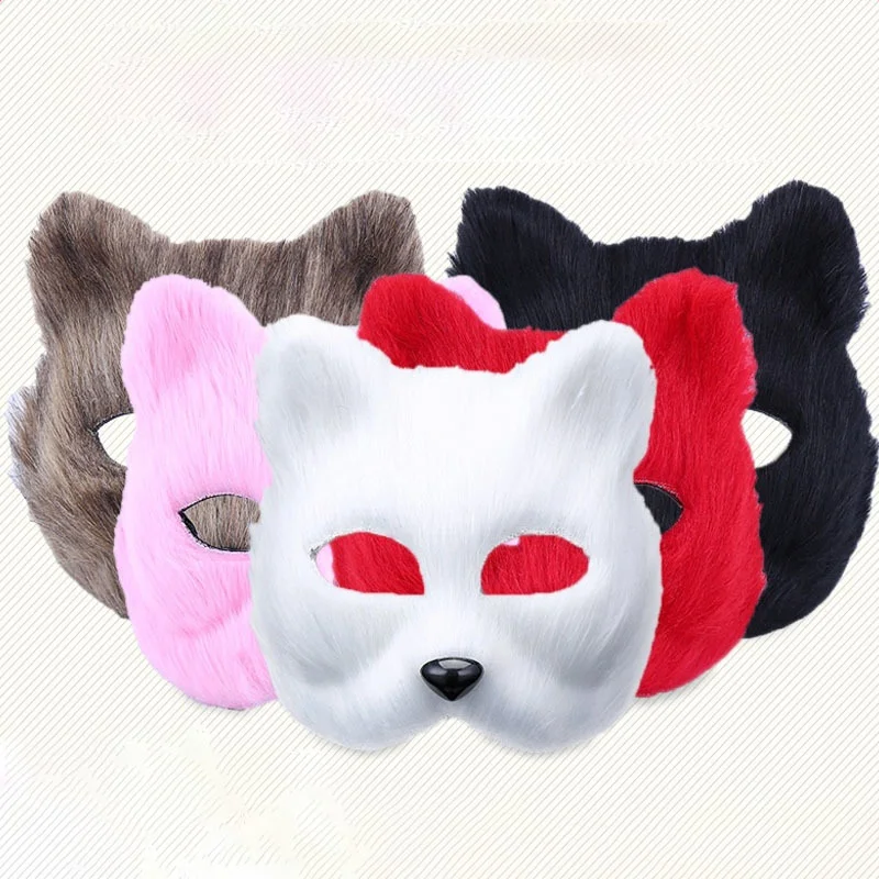 

Маскарадные маски для Хэллоуина для мужчин и женщин, плюшевая маска лисы, Рождественская имитация, маски для лица кошки, аксессуары для косп...