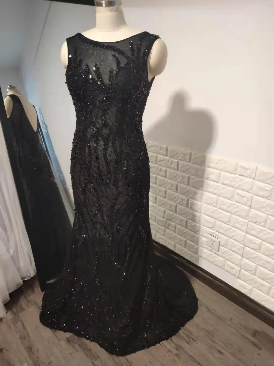 Женское вечернее платье с прозрачными бусинами Длинное Пышное Платье открытой