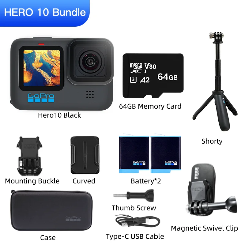 Kup GoPro HERO10 Czarny 10M Podwodny MINI Aparat Akcji 5.3K 60FPS 23MP Kolorowy Ekran Sport 1080P Transmisja Na żywo Go Pro HERO 10
